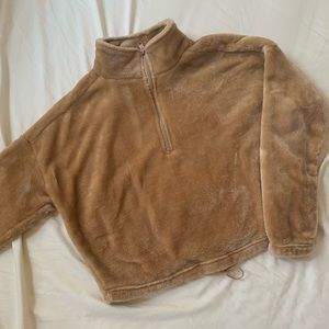 Soft Fuzzy Quarter Zip Cropped Sweater